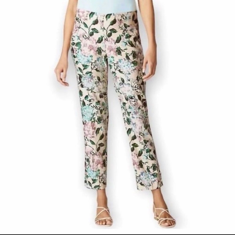 J. Jill Stretch Linen Floral Ankle Pants MP Cottagecore Coastal Travel Feminine